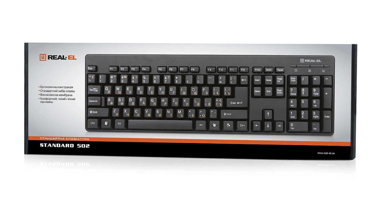 Клавіатура REAL-EL Standard 502 Black USB (EL123100023)